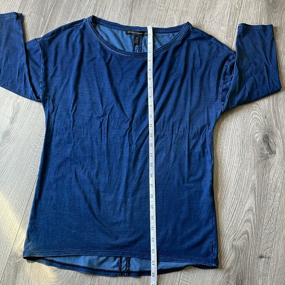 WHBM Dark Denim T Shirt with 3/4 Sleeves . - Picture 7 of 8
